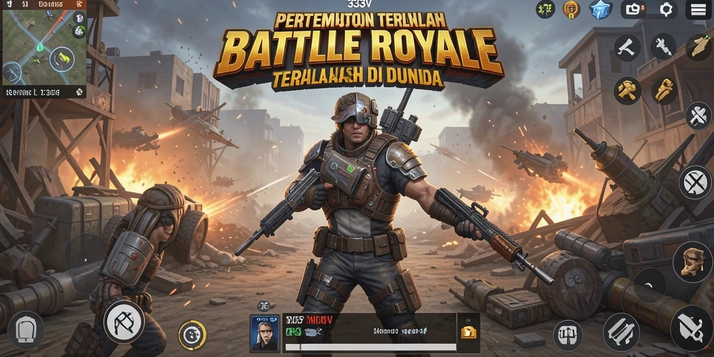 Screenshot utama gameplay Battle Royale 333V dengan aksi seru dan menegangkan.