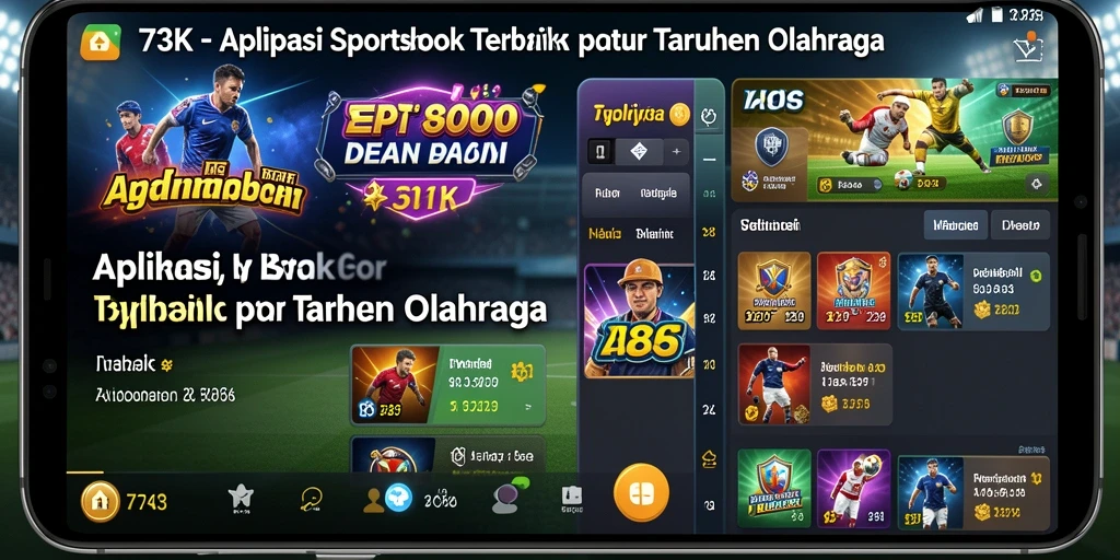 Tampilan menarik dari aplikasi <strong>73K</strong> dengan fitur sportsbook.