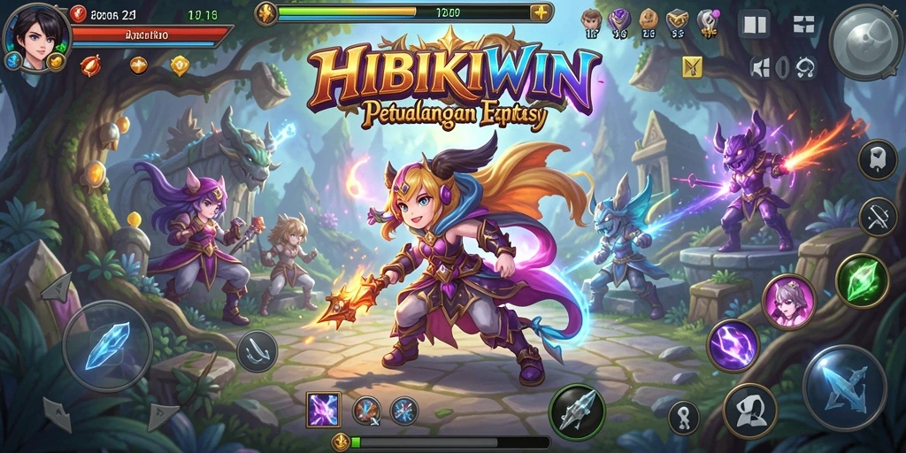 Screenshot HIBIKIWIN menampilkan aksi seru dalam petualangan yang mendebarkan.