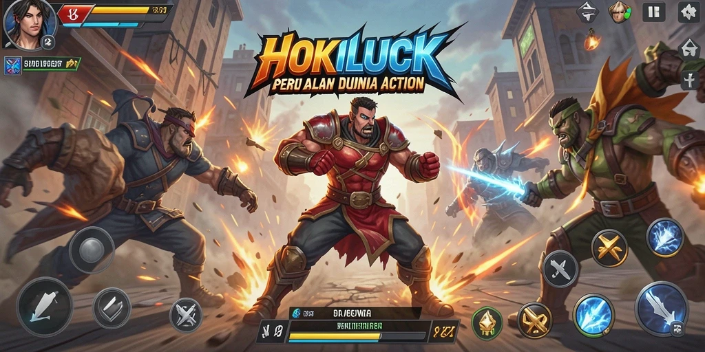 Screenshot menunjukkan aksi mendebarkan dalam HOKILUCK.