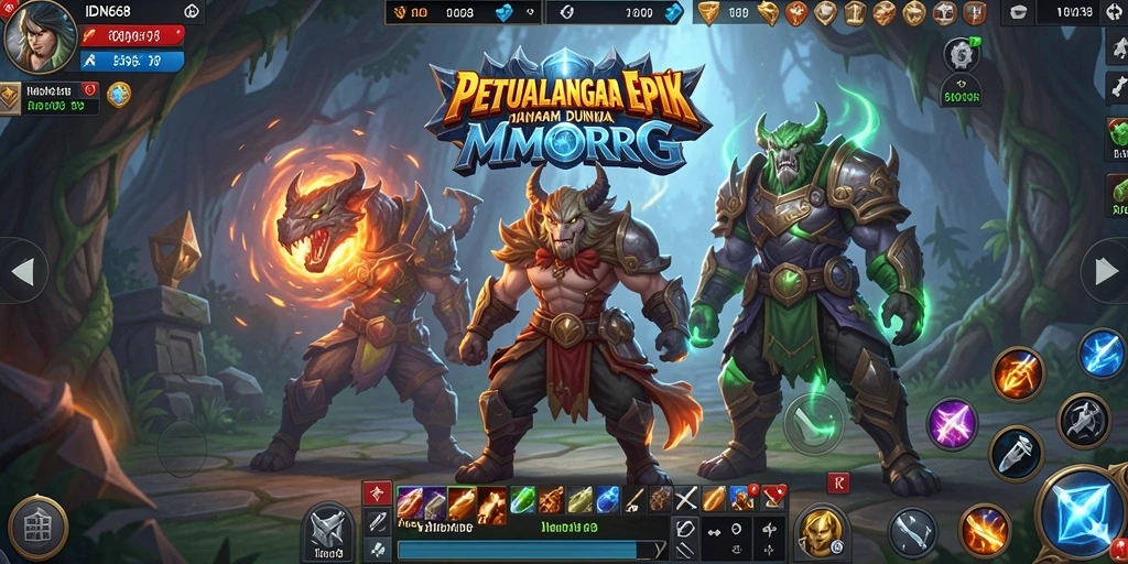 Screenshot gameplay IDN668 menampilkan pertarungan epik dalam dunia MMORPG.