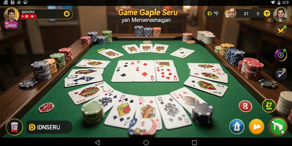 Tampilan gameplay seru dari IDNSERU yang menampilkan permainan Gaple.