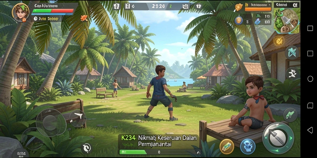 Tampilan gameplay K234 dengan grafis cerah dan menghibur.