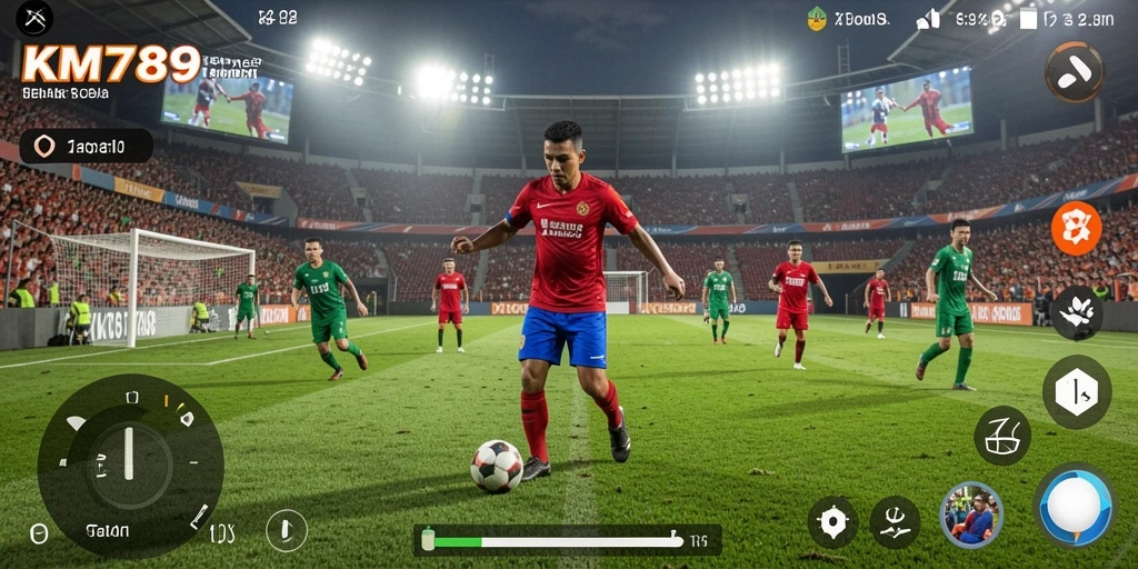 Gameplay KM789 yang menegangkan dan grafis yang realistis saat pertandingan.
