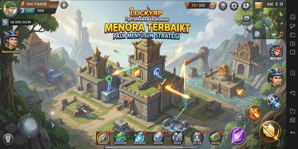 Tampilan gameplay LUCKYRP yang menegangkan dalam pertahanan menara.