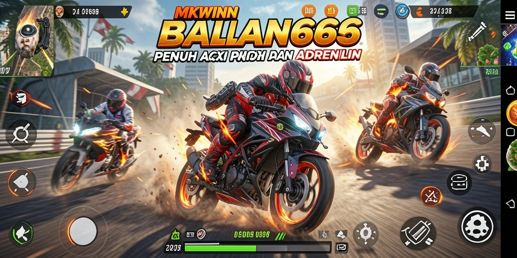 Screenshot gameplay MKWIN666 yang menunjukkan aksi balapan motor yang seru.