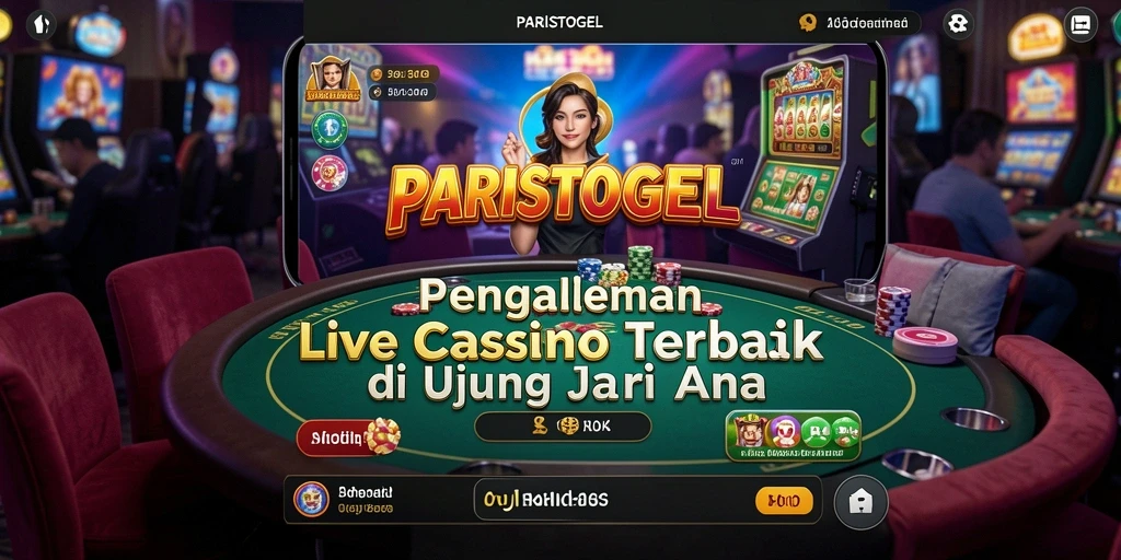 Screenshot gameplay PARISTOGEL menampilkan dealer profesional dalam aksi langsung.