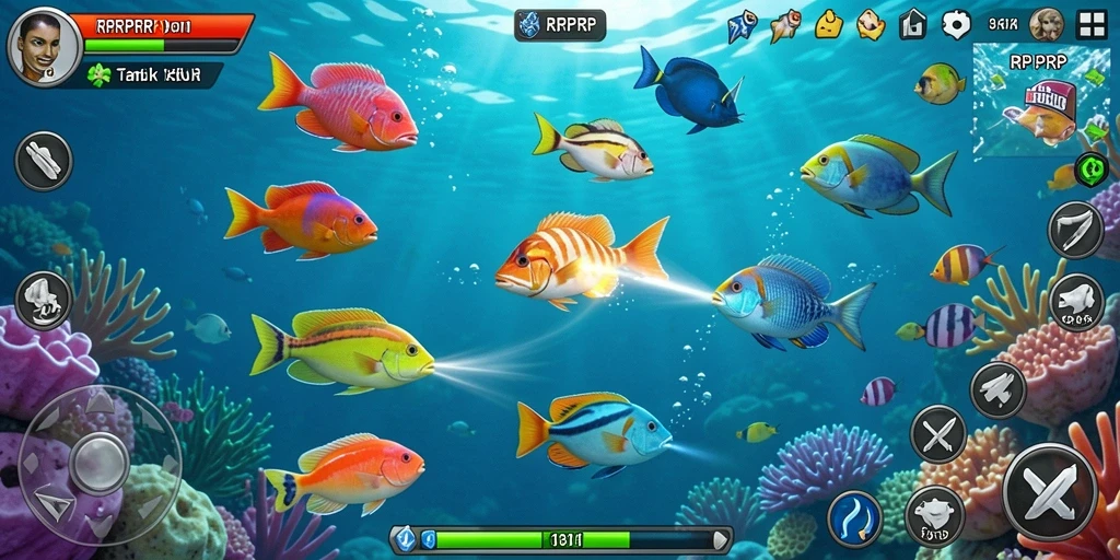 Gameplay seru RPRPRP dengan ikan berwarna-warni.