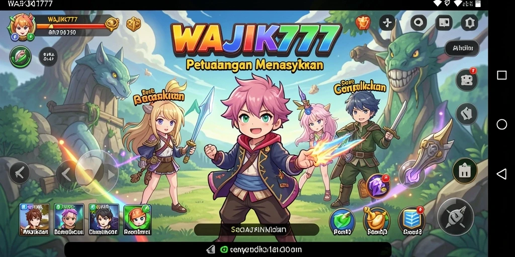 Tampilan gameplay WAJIK777 yang penuh warna dan karakter anime.